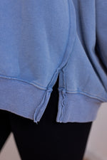 faded blue cotton mineral washed pullover 