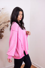 pink cotton mineral washed pullover 