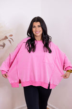 pink cotton mineral washed pullover 