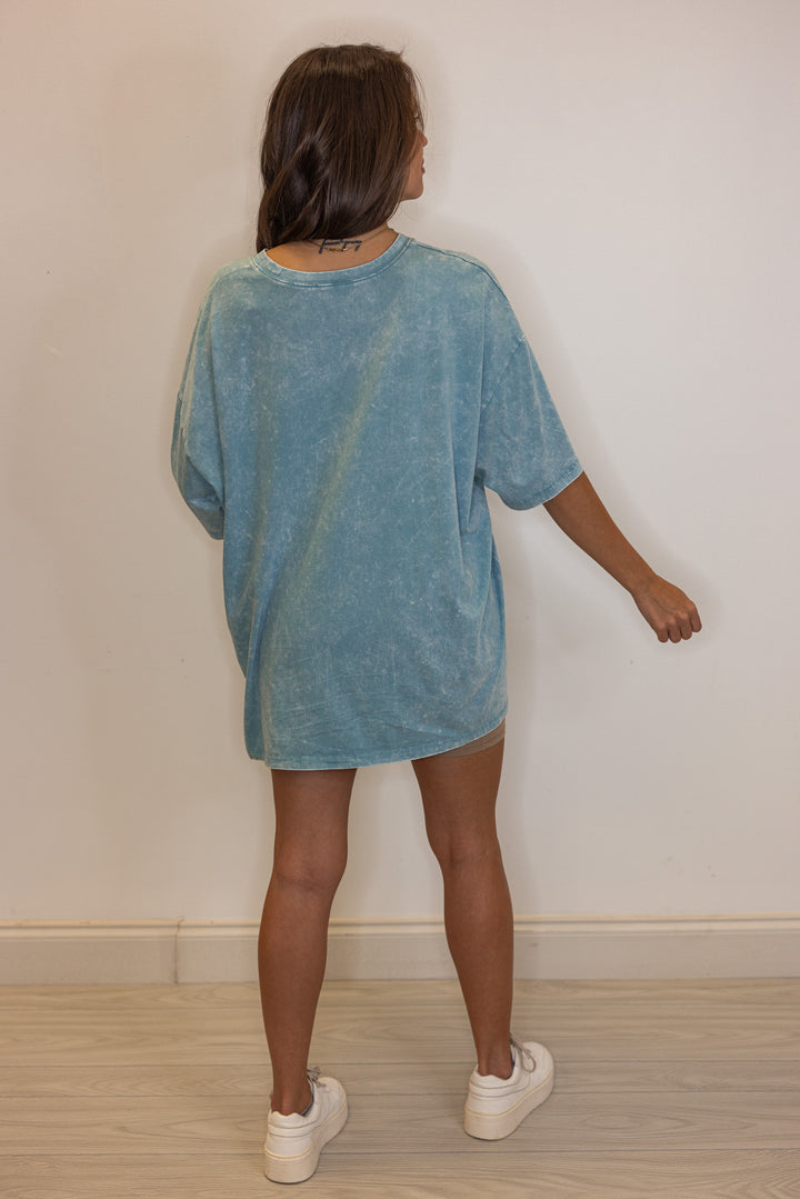blue cotton mineral washed oversized tshirt