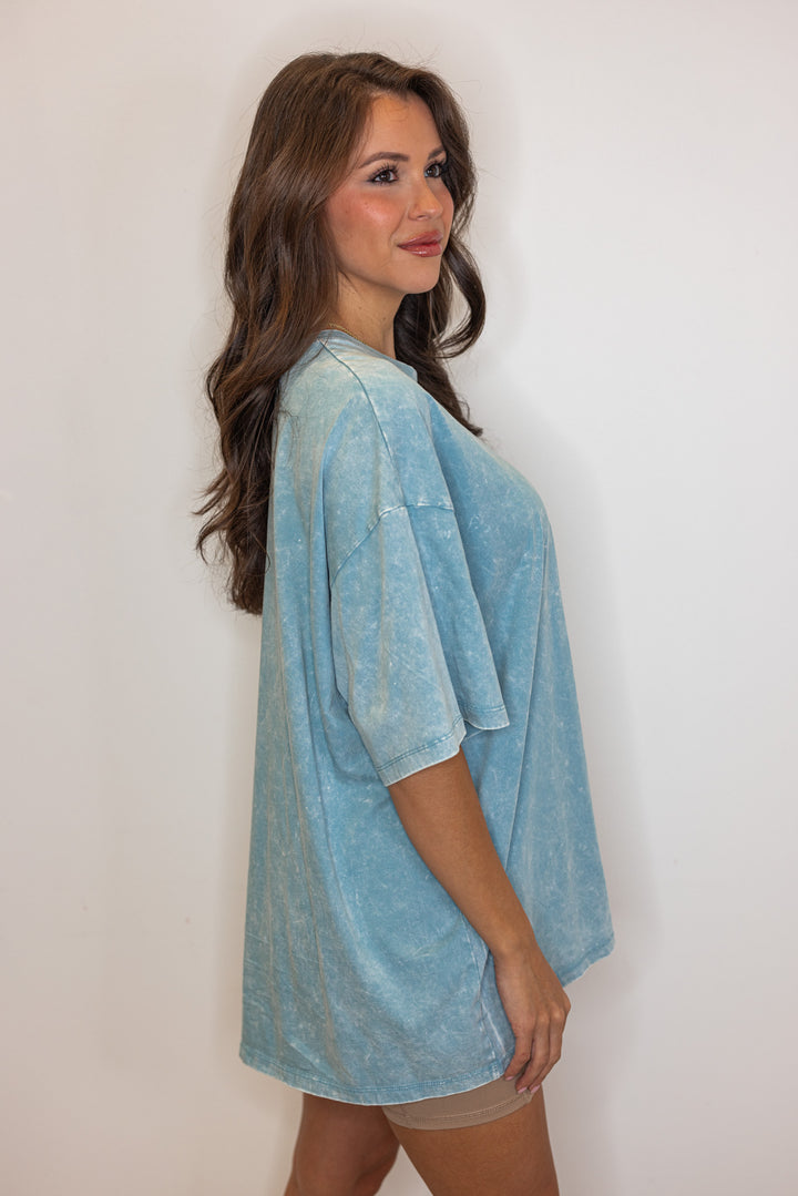 blue cotton mineral washed oversized tshirt