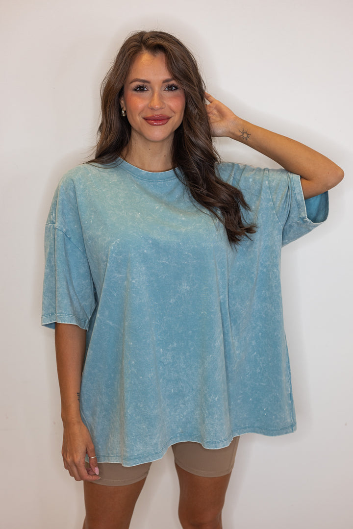 blue cotton mineral washed oversized tshirt