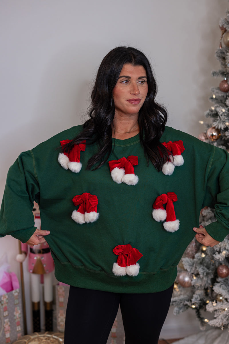 santa bow tie green pullover