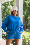 royal blue sweat pant shorts set