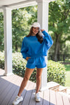 royal blue sweat pant shorts set