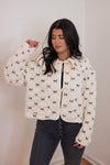 mable cream black embroidered bow jacket