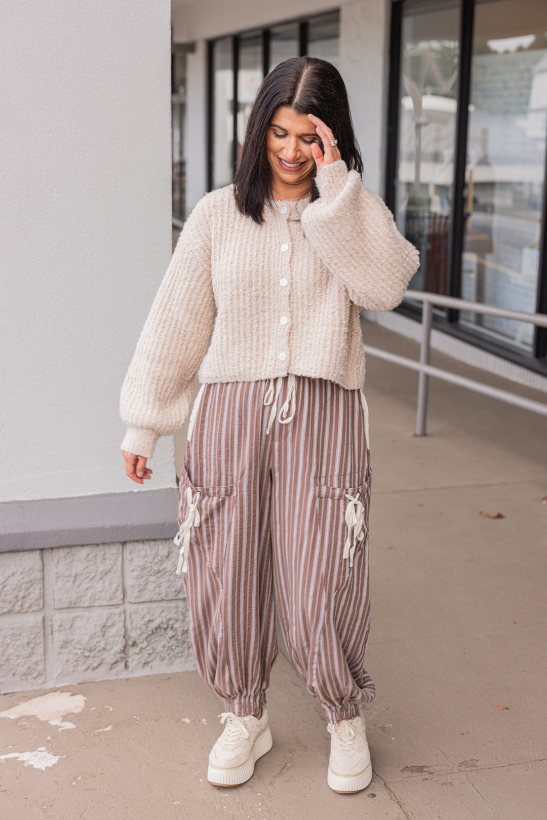 womens light tan fuzzy soft knit sweater cardigan top