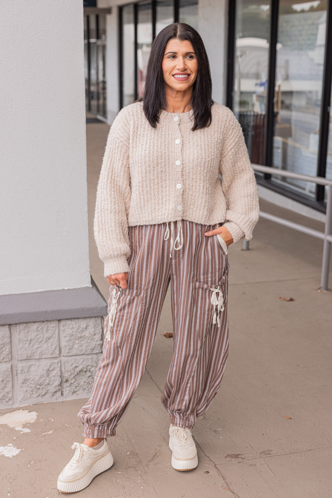 light tan fuzzy soft knit sweater cardigan