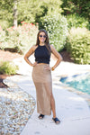 boho crochet taupe midi skirt