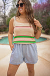 beachy boho knit striped tank