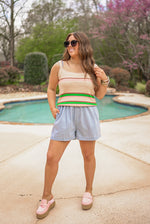 beachy boho knit striped tank