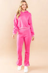 pink knit lounge slit hem pants