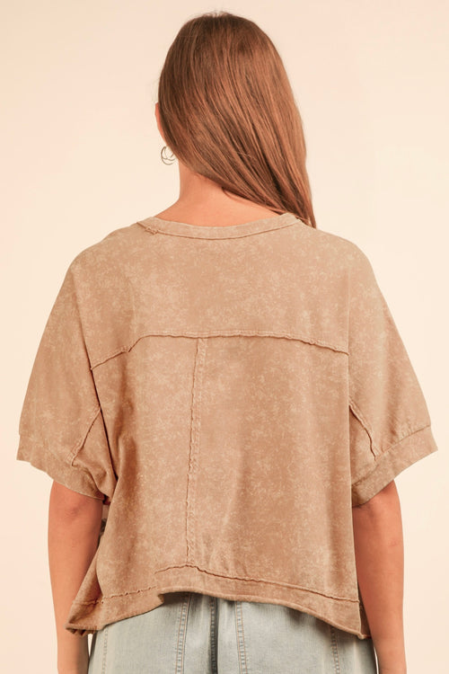 women's cropped tan taupe basic tee