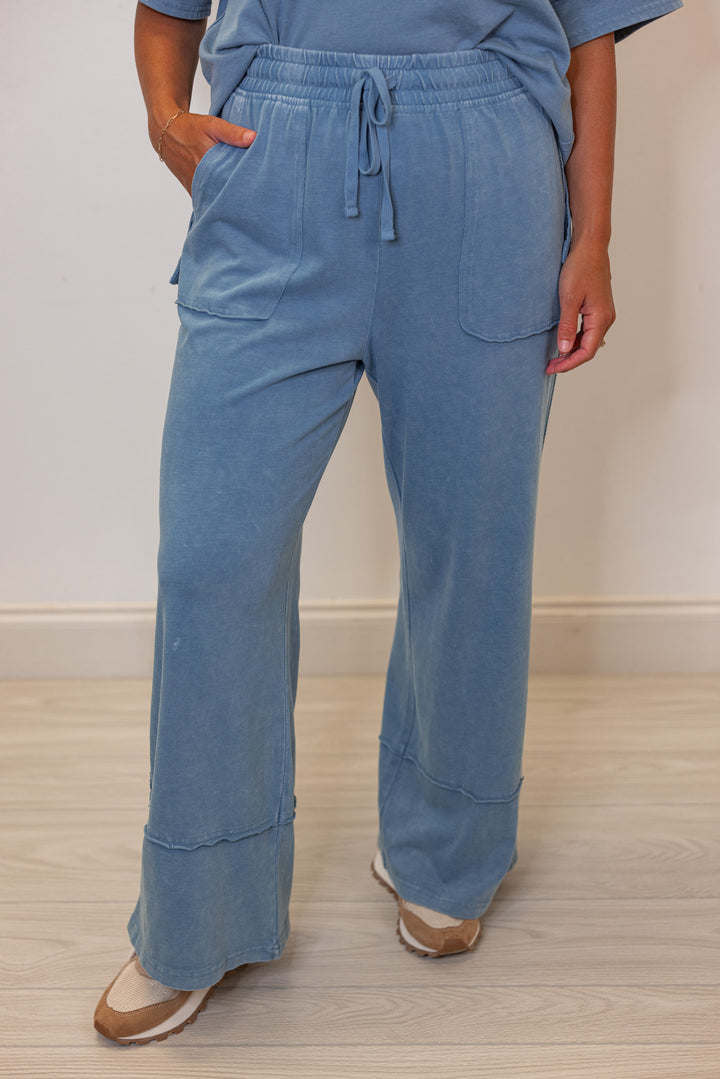 cute easy everyday matching blue cotton pants