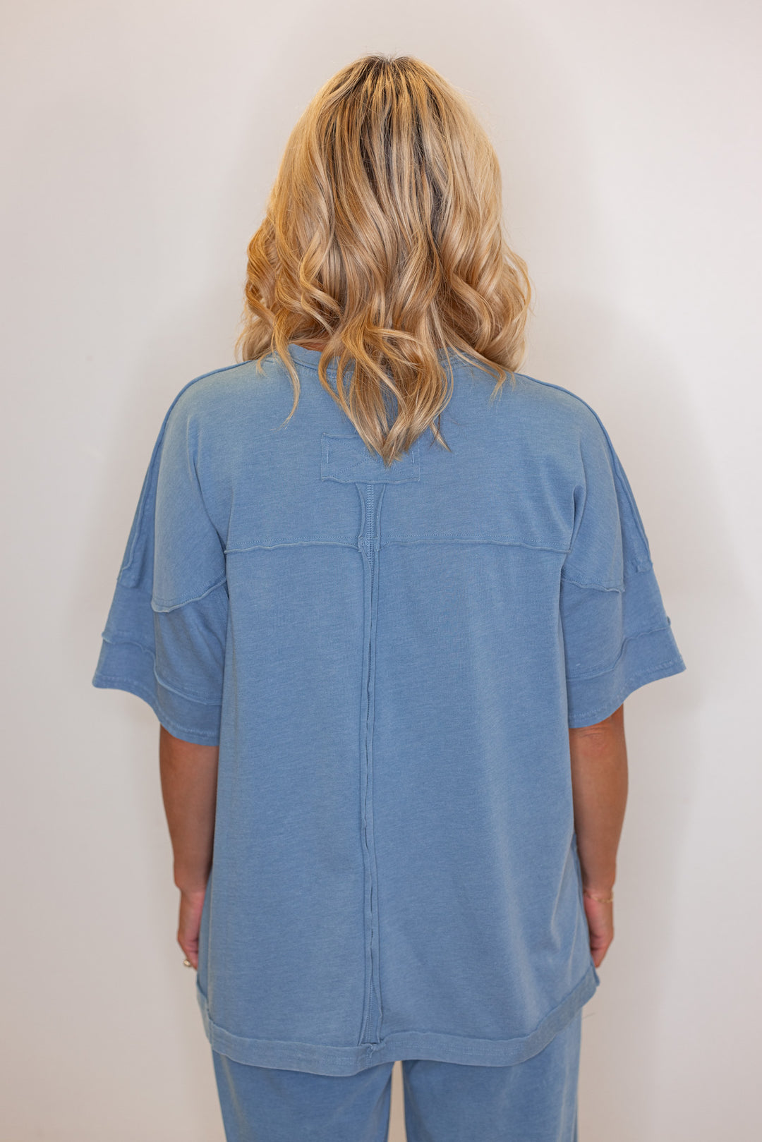 cute easy everyday blue cotton wide leg lounge pants