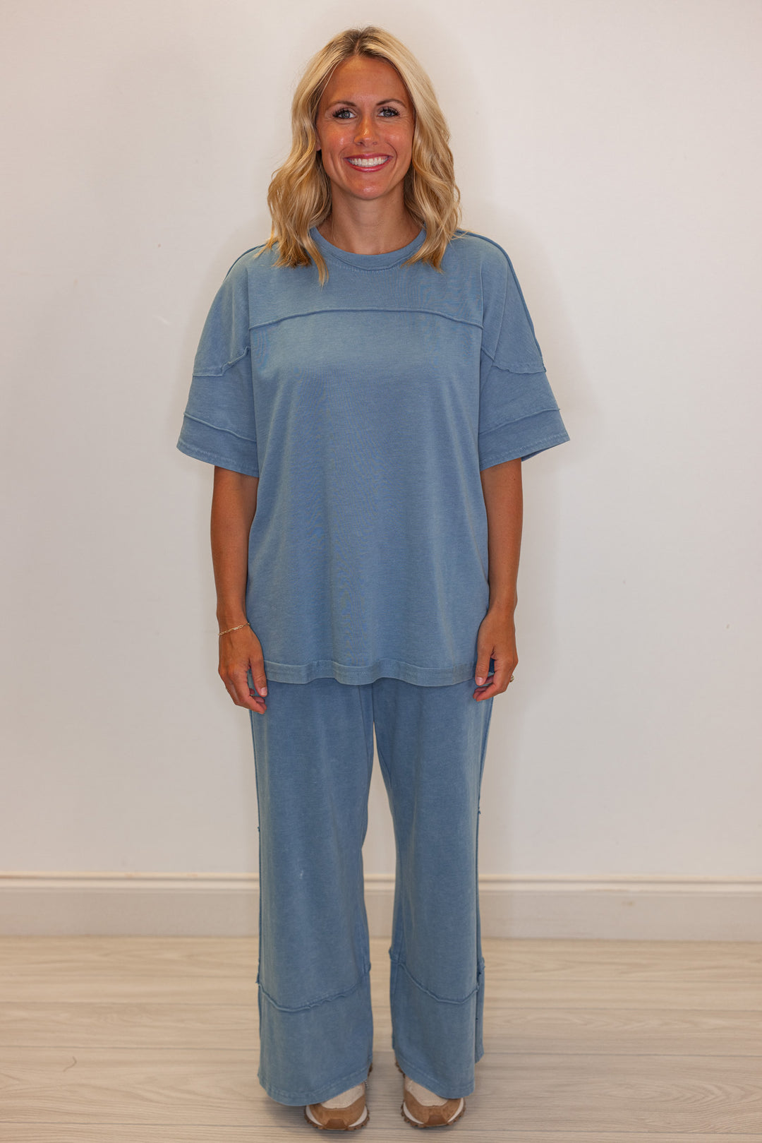 cute easy everyday matching blue cotton pants top