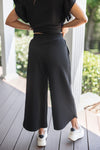 black cropped wide leg casual pants