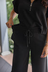 black cropped wide leg casual pants