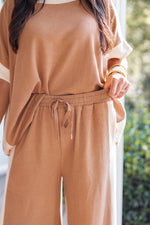 tan comfy cute lounge pants set