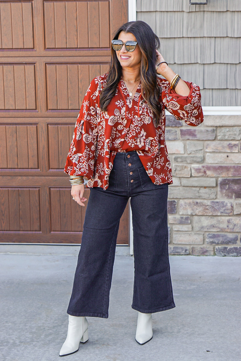 cute fall floral dressy top 