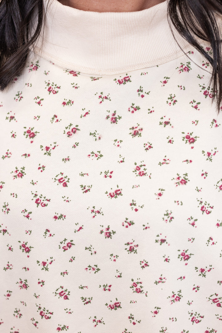 Floral Printed Mock Neck Sweatshirt