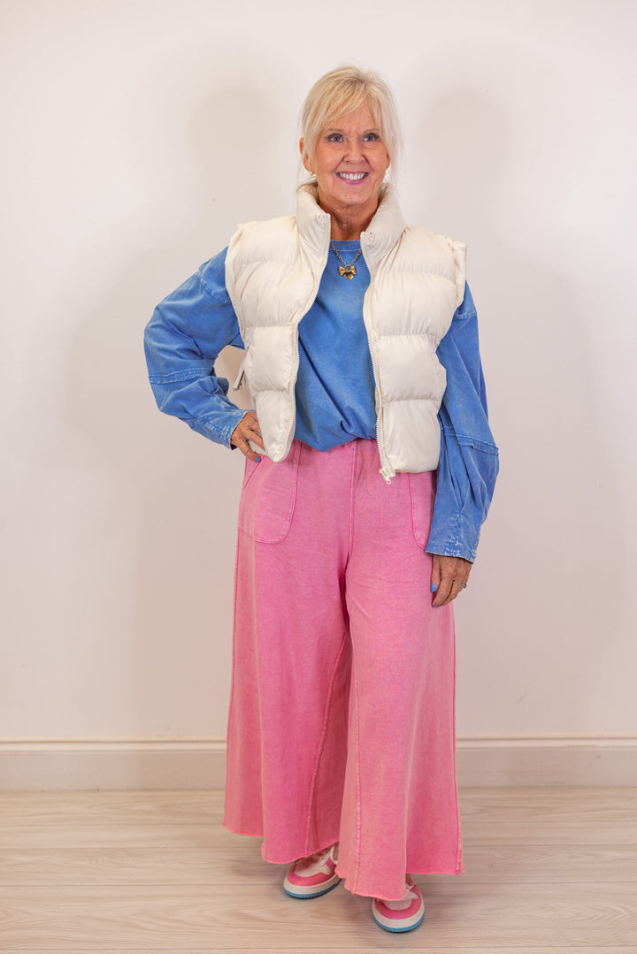 cotton blue long sleeve casual top