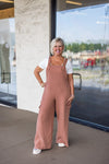 mocha linen jumpsuit