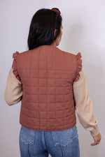 mauve brown quilted vest