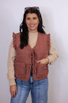 mauve brown quilted vest