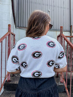 sequin uga gameday cropped top