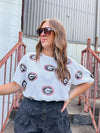 sequin uga gameday cropped top