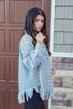 denim tweed plaid shacket