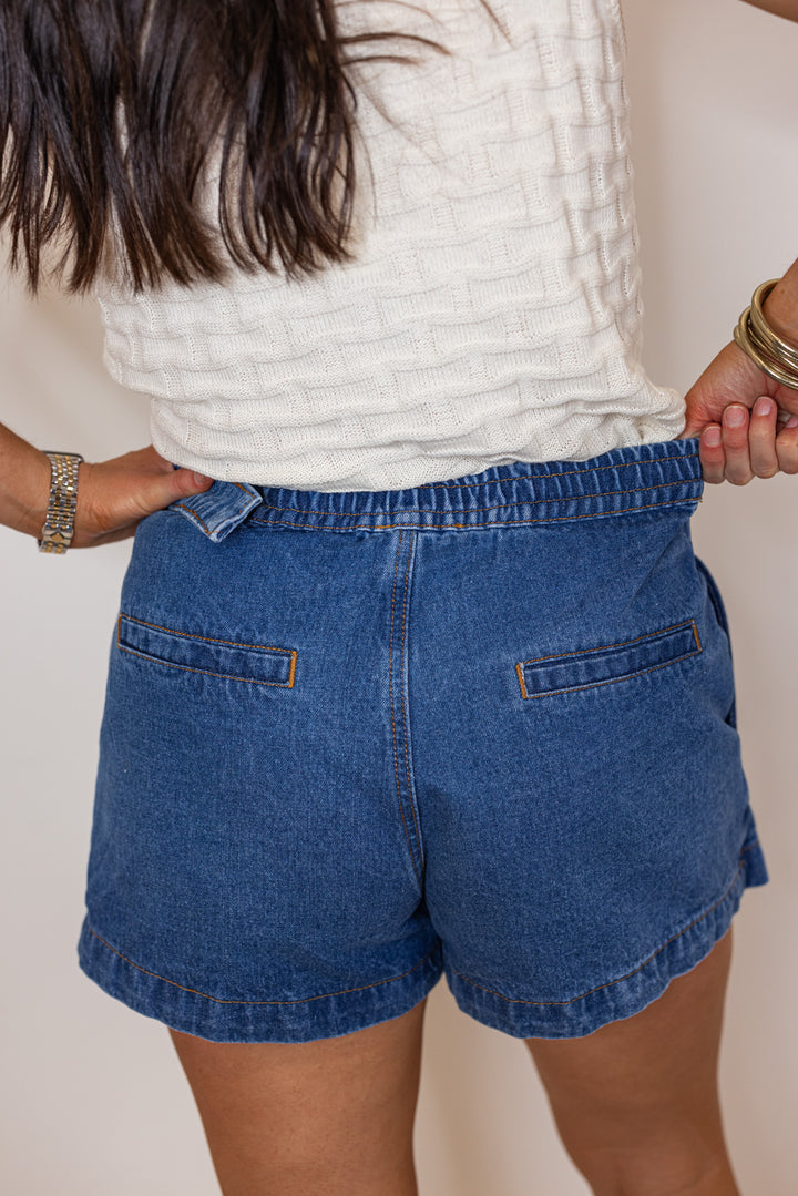 denim wrap style skort