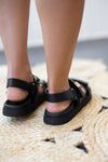 designer dupe black platform sandals