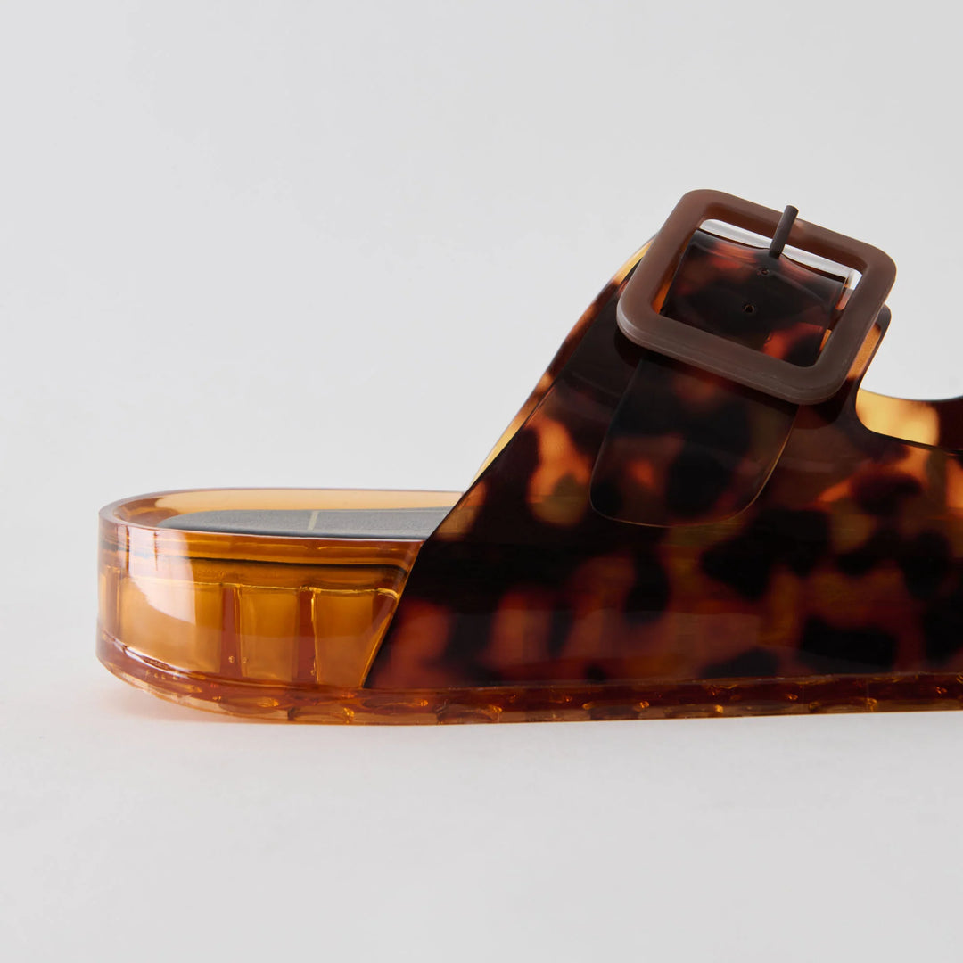 dolce vita julio slide sandals tortoise upclose