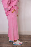 easel pink cotton wide leg lounge pants