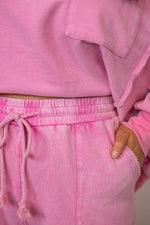 easel pink cotton wide leg lounge pants