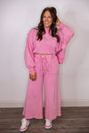 easel pink cotton wide leg lounge pants