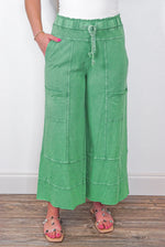 easel wide leg terry knit evergreen pants