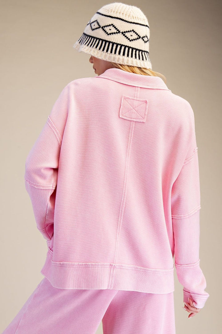 women's pink matching pants set drawstring