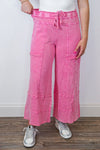 eaasel terry knit wide leg cargo pants pink