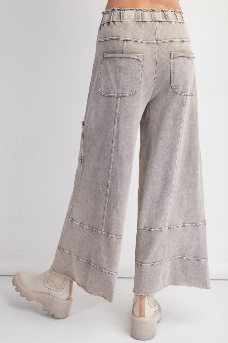 easel wide leg terry knit cargo pants