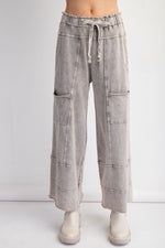 easel wide leg terry knit cargo pants