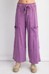 easel terry knit wide leg cargo pants grape purple