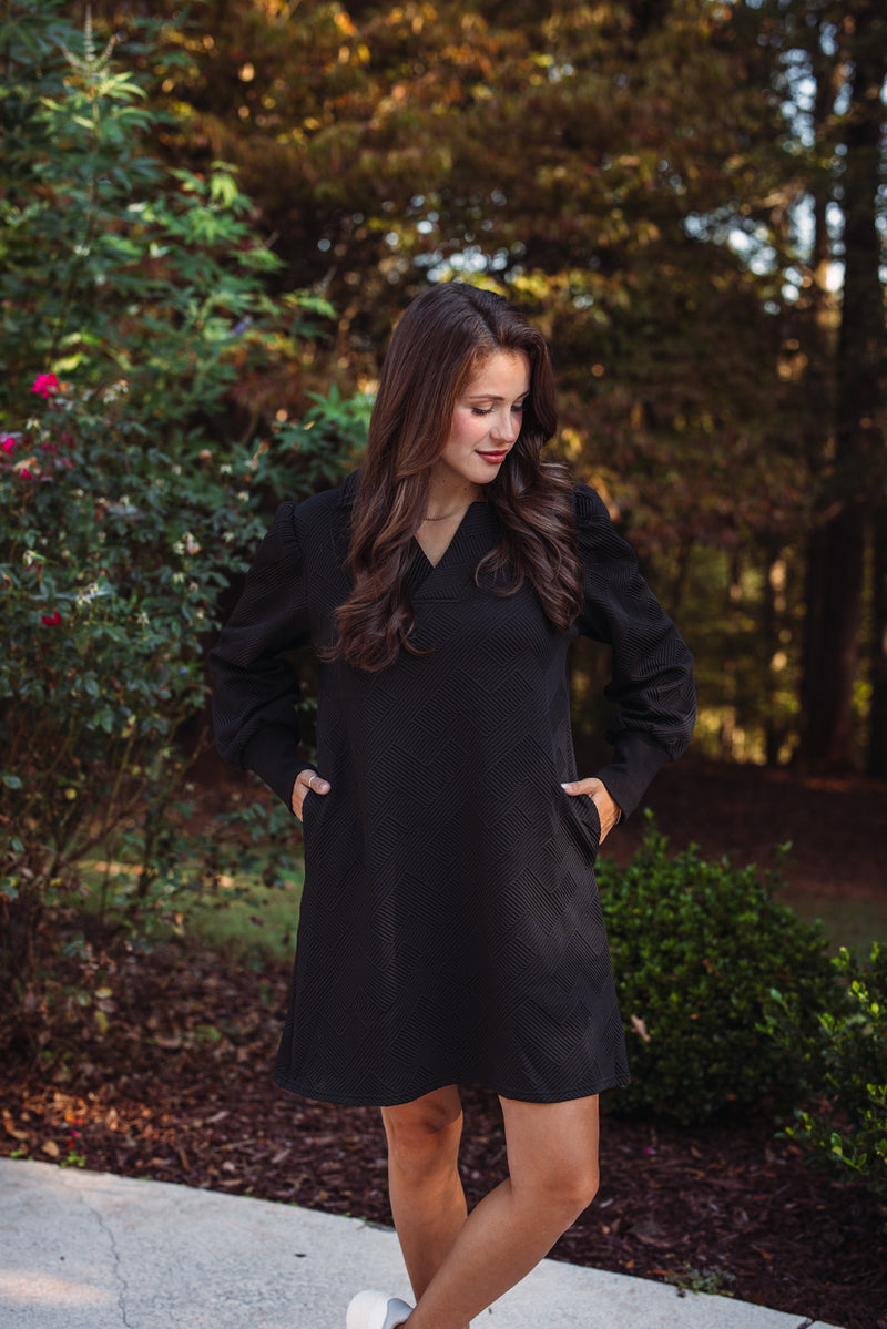 casual black cotton shift dress