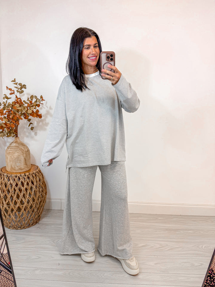 Oversized Perfection Grey Striped Top