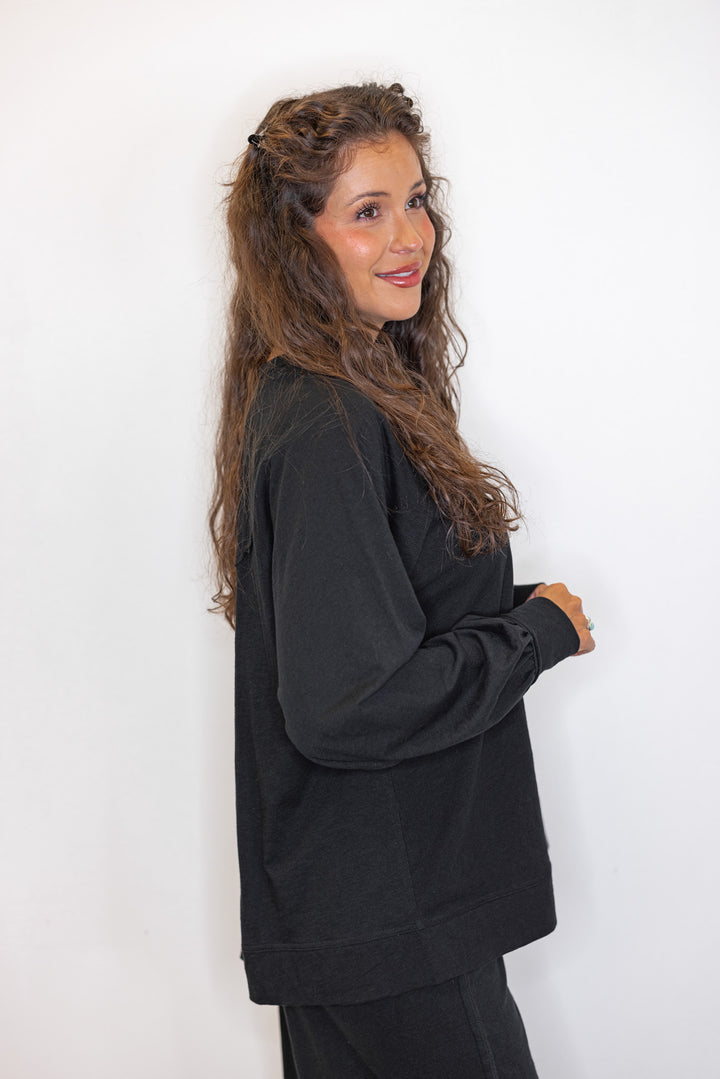 women's cotton long sleeve lounge and wide leg pants matching sets