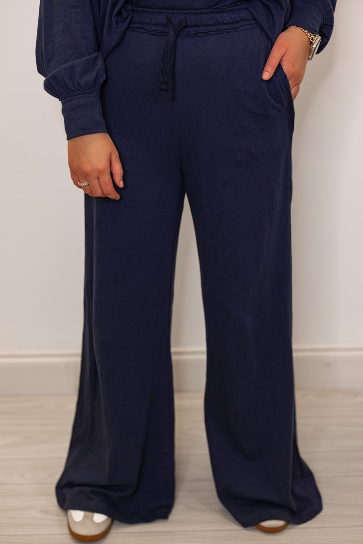 Women's navy blue lounge long sleeve tee and pants set