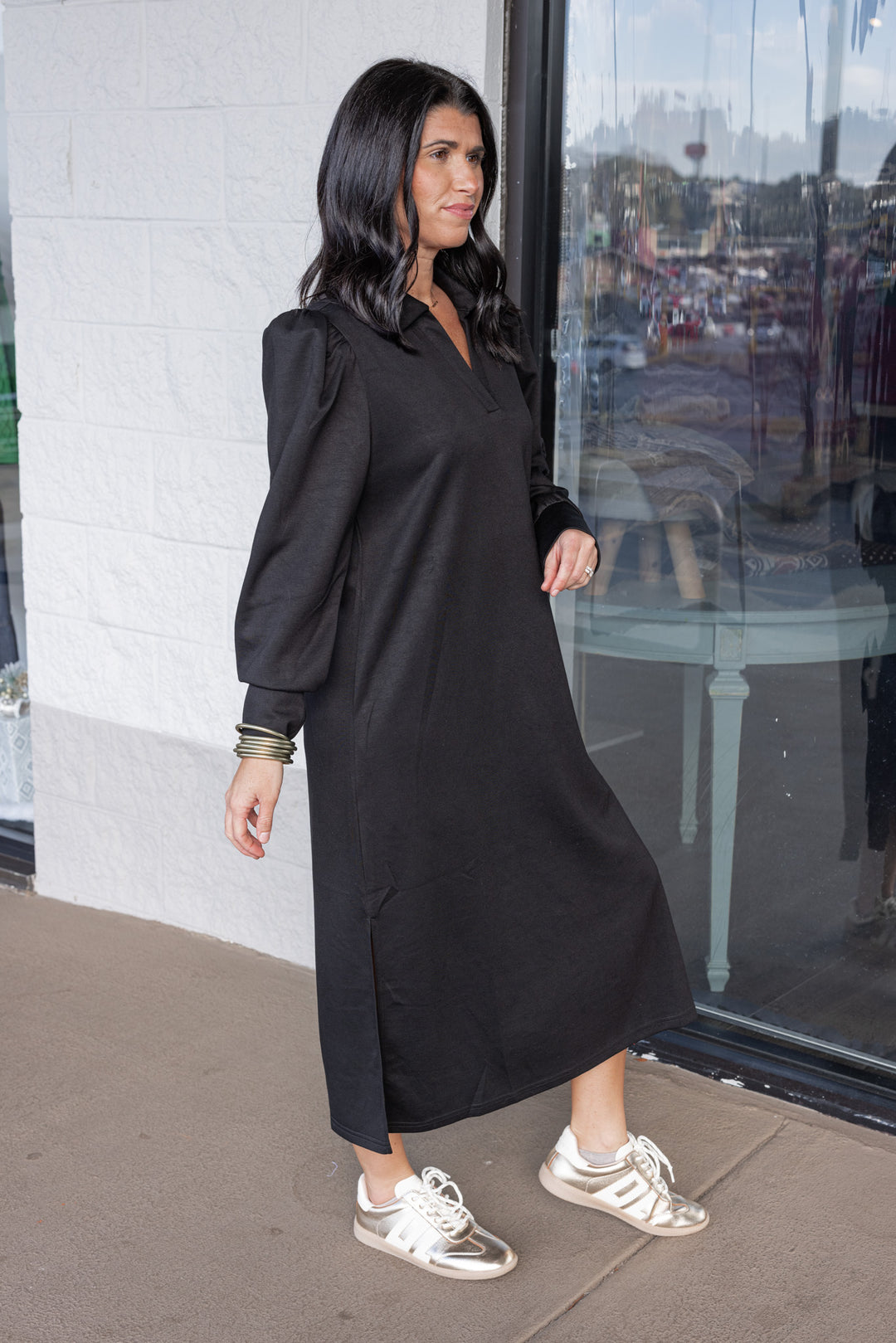 Choosing Happiness Black Midi Dress