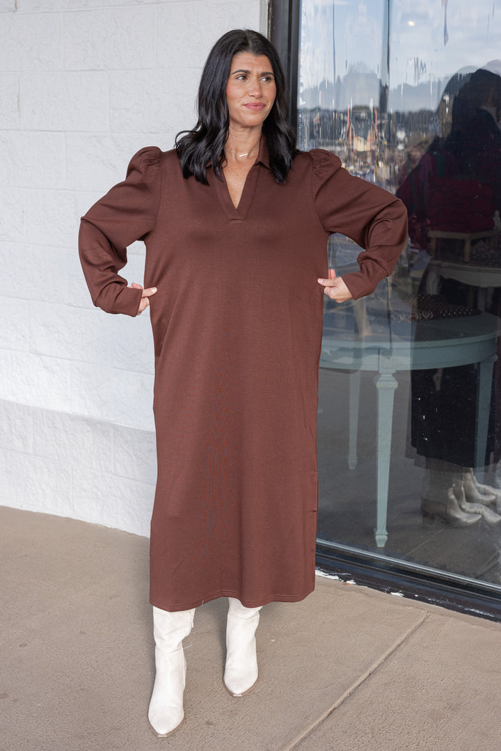 Choosing Happiness Brown Midi Dress